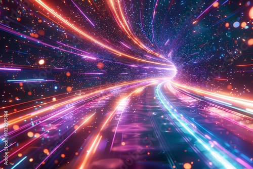 A tunnel filled with lots of colorful lights