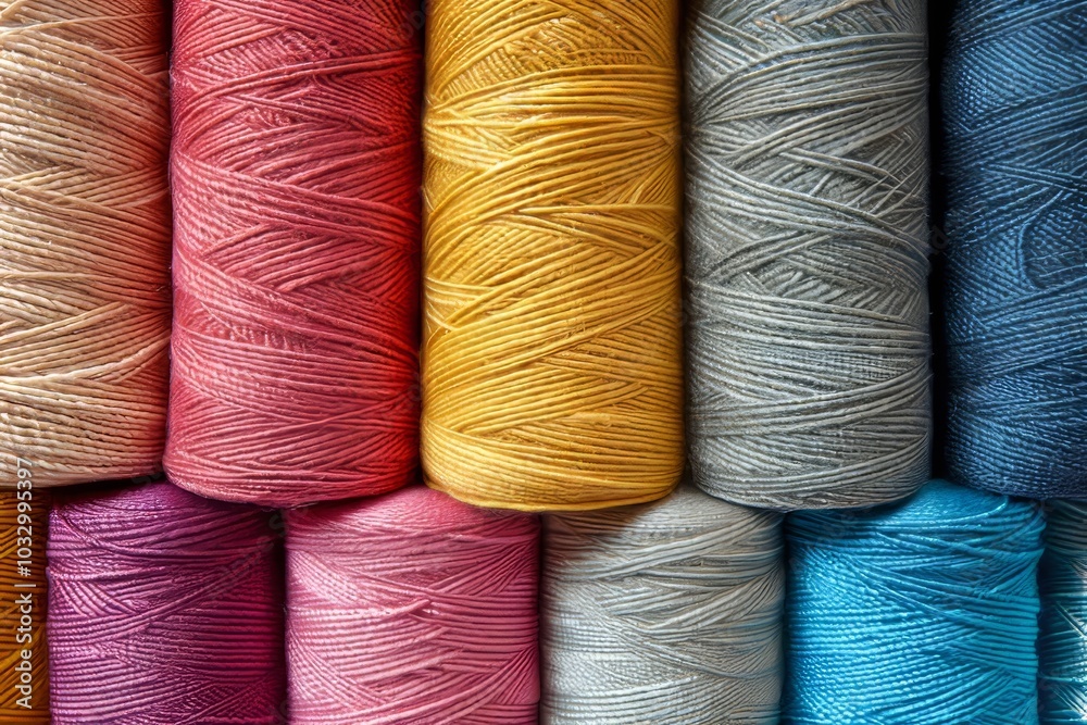Colorful collection of rolled fabrics showcasing diverse patterns for sewing and crafting lovers Colorful collection of rolled fabrics showcasing diverse patterns for sewing and crafting lovers