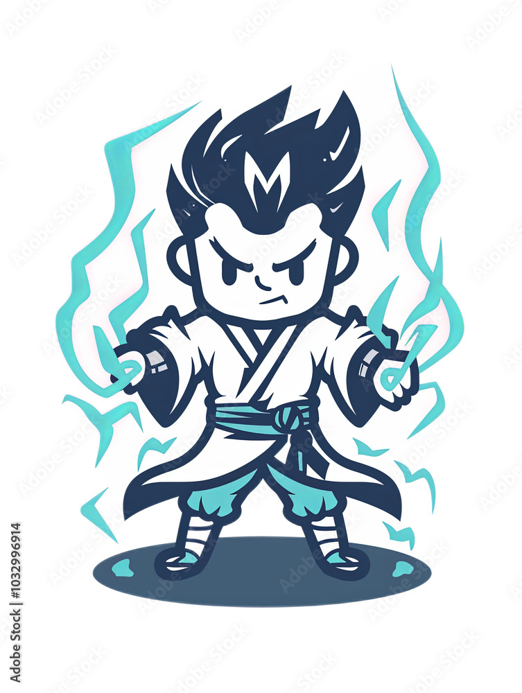 Energetic Cartoon Character with Lightning Effects Energetic Cartoon Character with Lightning Effects