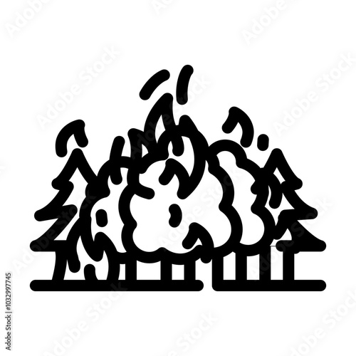 burning forest wildfire disaster line icon vector. burning forest wildfire disaster sign. isolated contour symbol black illustration