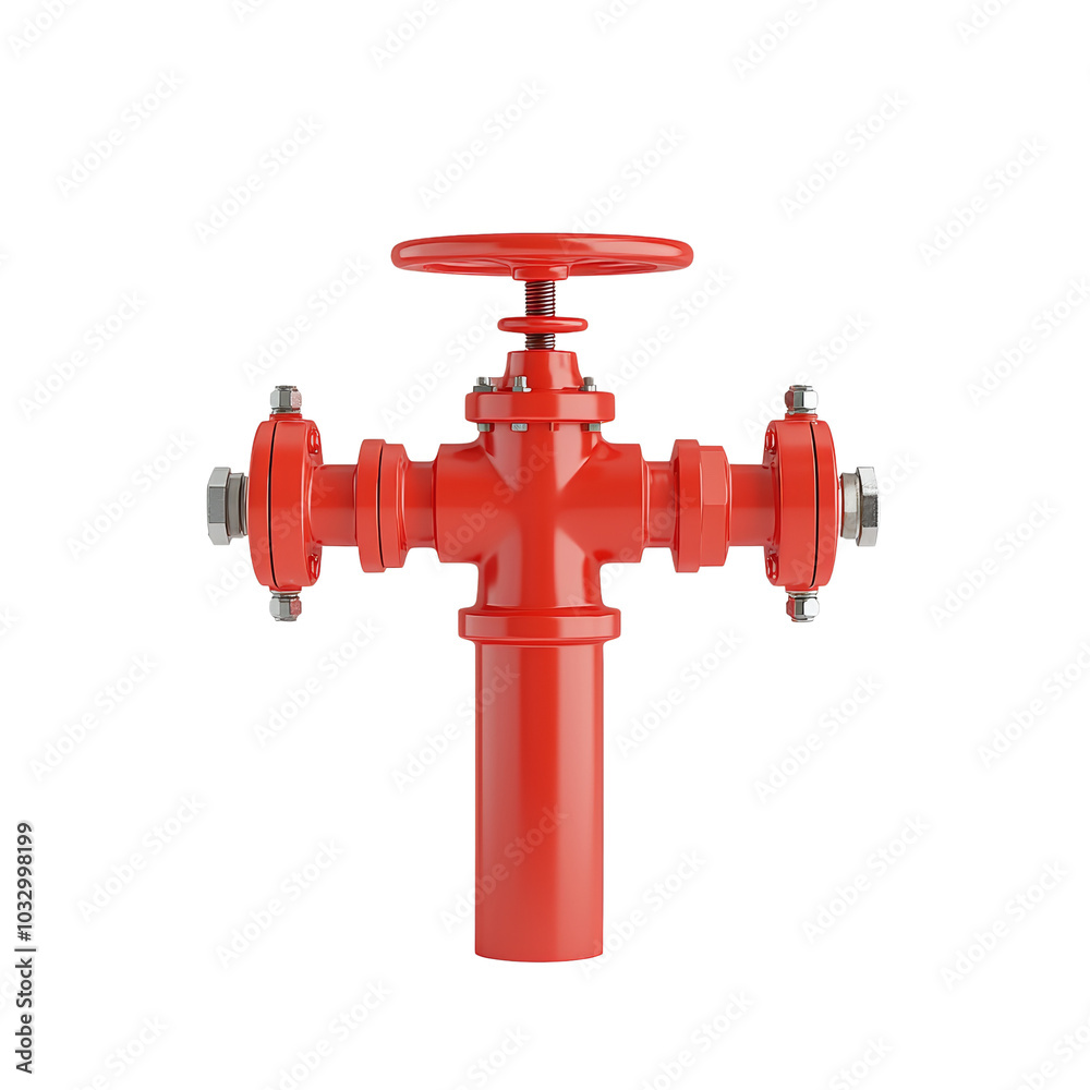 Red Fire Hydrant with Valve Wheel Design Red Fire Hydrant with Valve Wheel Design