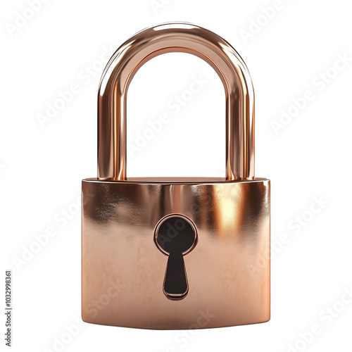 Isolated bronze padlock 