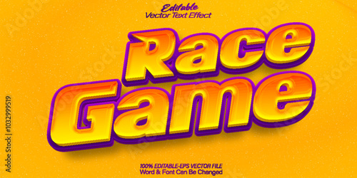 Race Game Vector Text Effect Editable Alphabet Car Speed Yellow Drive photo