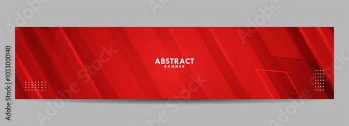 Red banner modern geometric shapes background. Gradient abstract. Template for banner design background