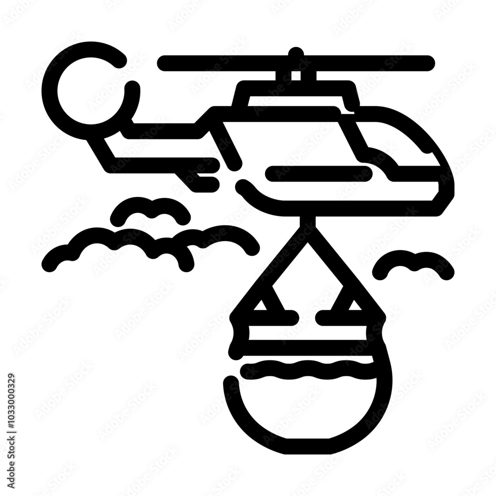 firefighting helicopter line icon vector. firefighting helicopter sign. isolated contour symbol black illustration firefighting helicopter line icon vector. firefighting helicopter sign. isolated contour symbol black illustration
