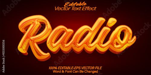 Radio Vector Text Effect Editable Alphabet Retro Cartoon Yellow