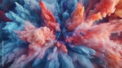 Close-up of colorful powder explosion