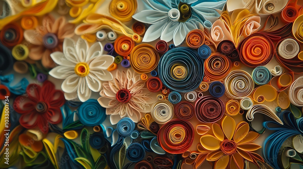 Fototapeta premium Close-up of intricate paper quilling art