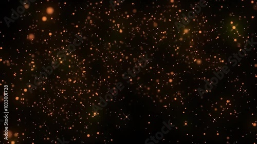 An abstract display of orange sparkles against a black canvas, reminiscent of twinkling stars in the night. This vibrant composition adds a touch of warmth and intrigue.