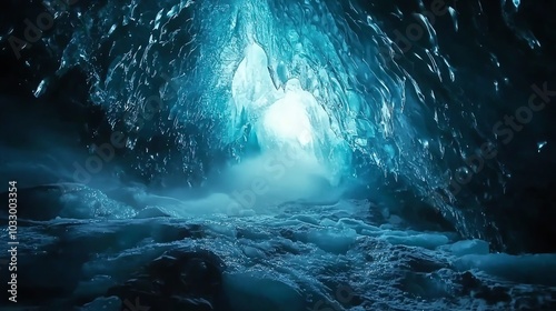 Dramatic ice cave interior in Iceland