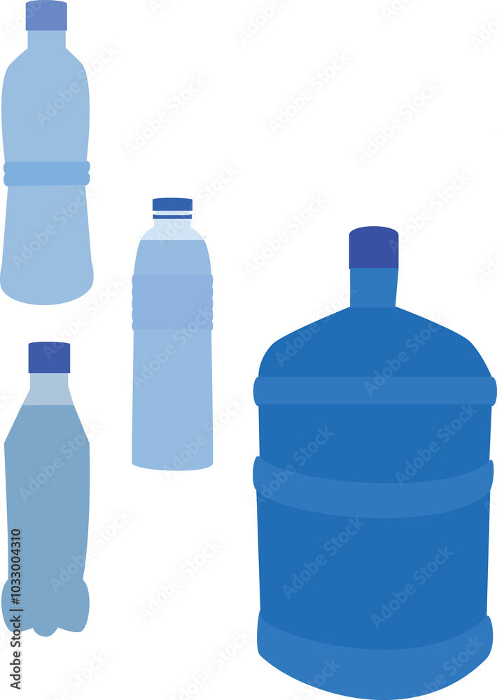 A vector art of containers of drinking water. A vector art of containers of drinking water.
