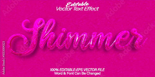 Shimmer Vector Text Effect Editable Alphabet Pink Light Shine Glow