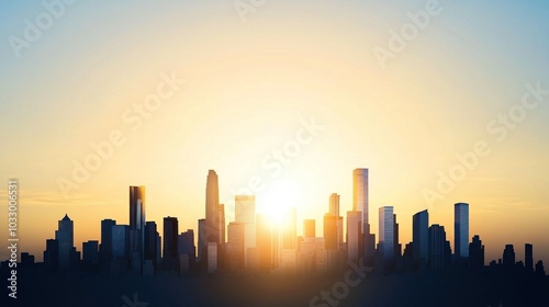 Captivating cityscape silhouette against a stunning sunrise an urban landscape bathed in golden light