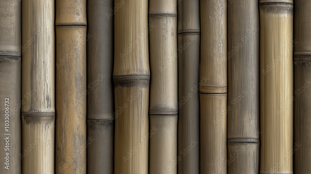 Fototapeta premium a close-up, front view of a bamboo wall texture background, texture background