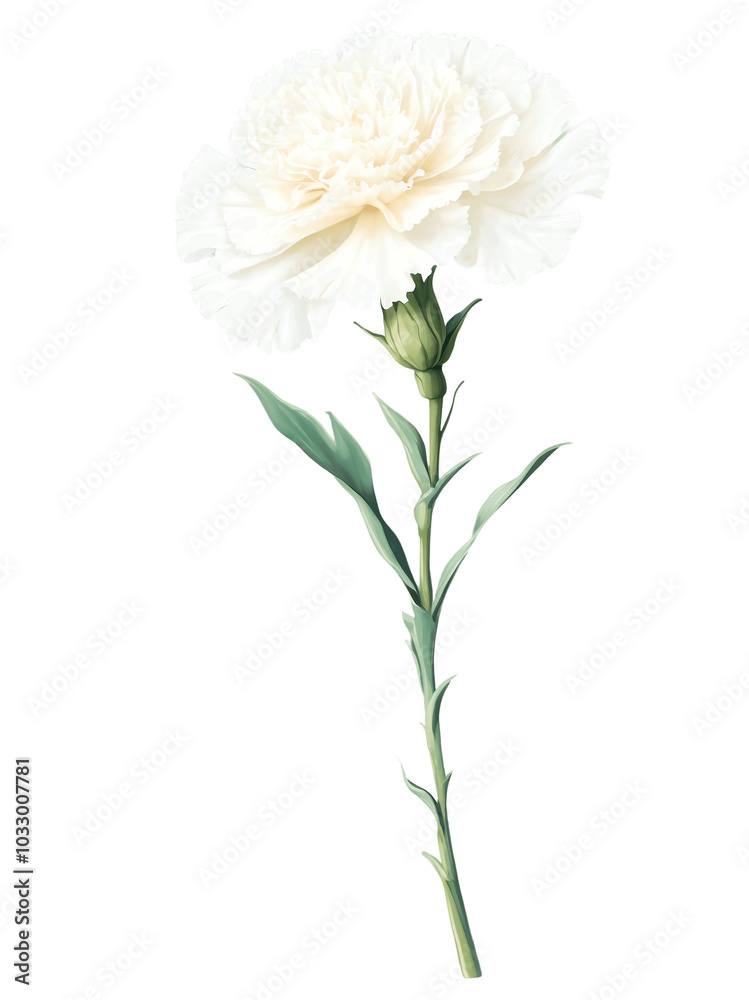 White carnation hand drawn paint art illustration painting isolated white background transparent png White carnation hand drawn paint art illustration painting isolated white background transparent png