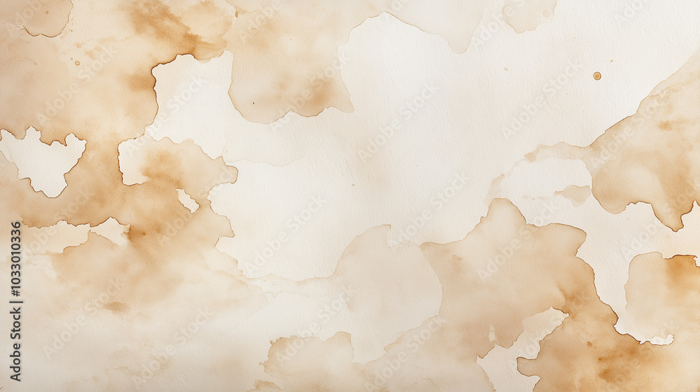 Fototapeta premium a close-up, top-down view of watercolor texture background: a single ivory watercolor wash applied on flat textured paper, texture background