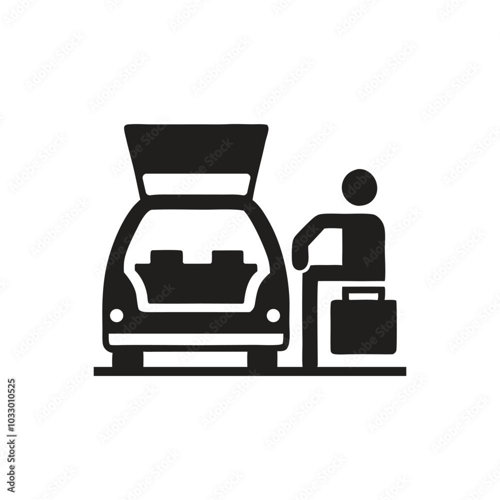 Person Placing Box Into Car Trunk Icon, Person Loading Box Into Vehicle Icon Person Placing Box Into Car Trunk Icon, Person Loading Box Into Vehicle Icon