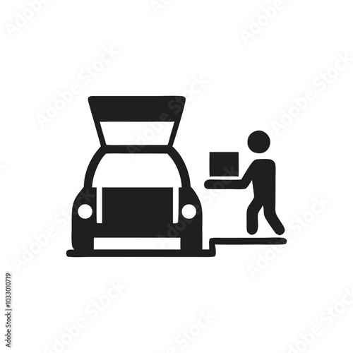 Person Placing Box Into Car Trunk Icon