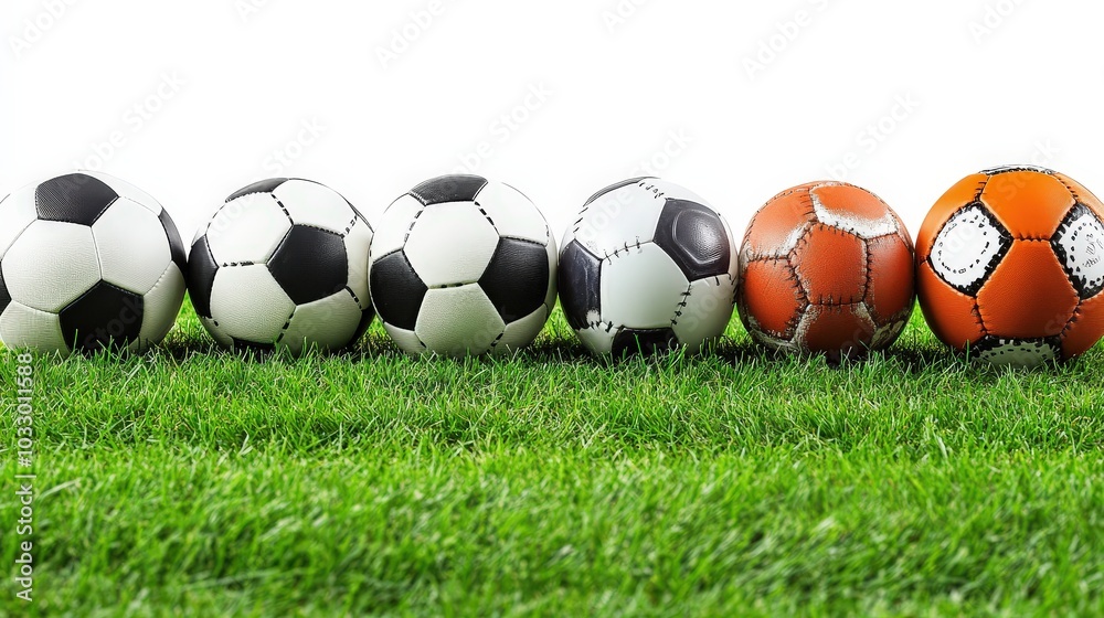 Assorted Sport Equipment Clipart Set on Grass - Collection of 4 Colorful Icons on White Background Assorted Sport Equipment Clipart Set on Grass - Collection of 4 Colorful Icons on White Background