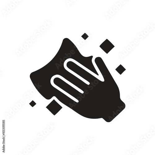 Wipe Icon, Hand holding a cloth wiping a surface icon