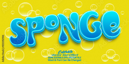 Sponge Vector Text Effect Editable Alphabet Clean Wash Soap