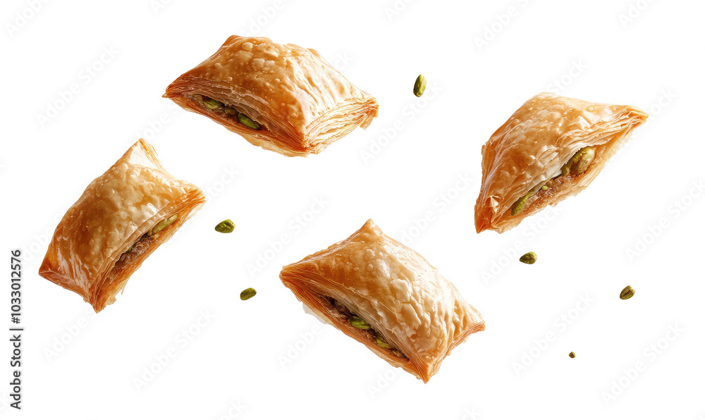 Pistachio baklava on transparent background Pistachio baklava on transparent background