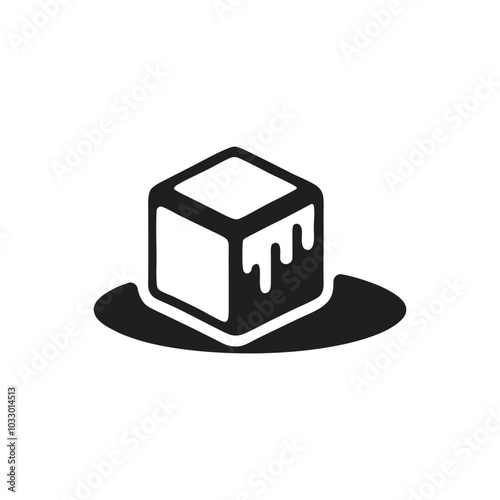 Melting Ice Cube Icon, Melting of iceberg Icon