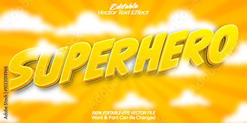 Super Hero Vector Text Effect Editable Alphabet Comic Cartoon Fun Yellow