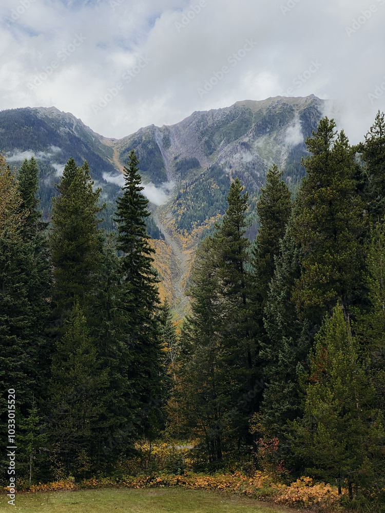 Obraz premium Mount Robson, BC, Canada. Autumn in the mountains. 