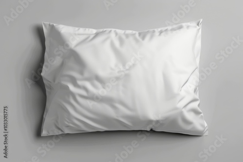 White pillow on a grey background with slight wrinkles.