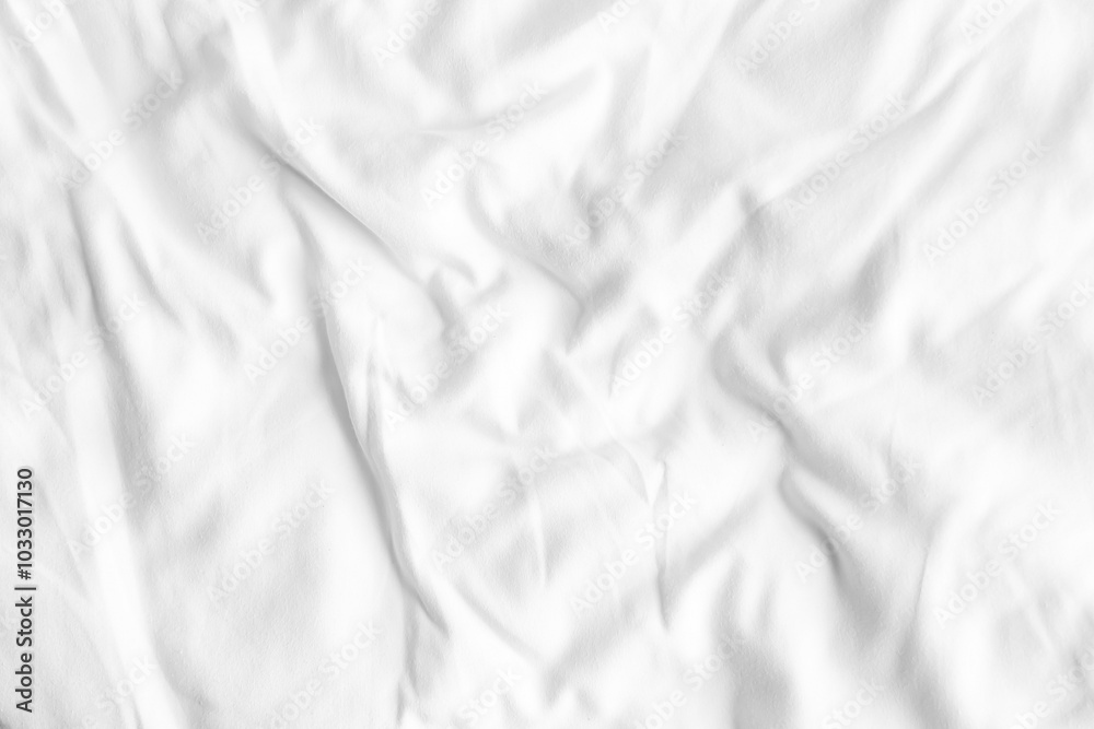 Obraz premium Close up white wrinkled fabric texture rippled surface and background, Soft focus.
