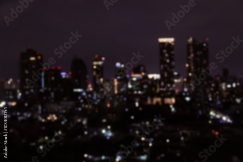 Wallpaper Mural Blurred photo of skyscrapers in Bangkok cityscape at twilight time. Torontodigital.ca