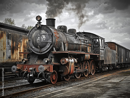 vintage steam old train locomotive