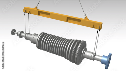 Fotografia steam turbine rotor lifting 3D illustartion