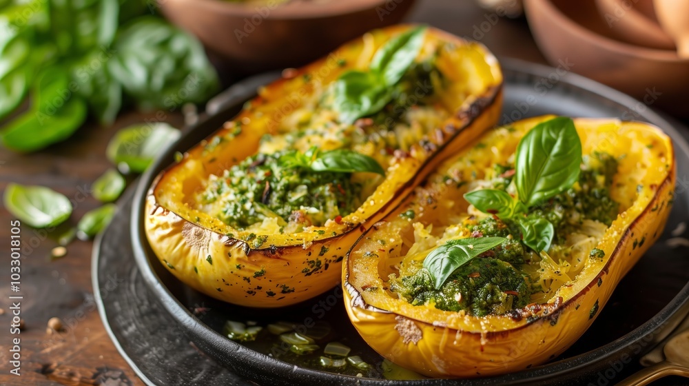 Delicious Spaghetti Squash with Pesto Perfect for Healthy Meals Delicious Spaghetti Squash with Pesto Perfect for Healthy Meals
