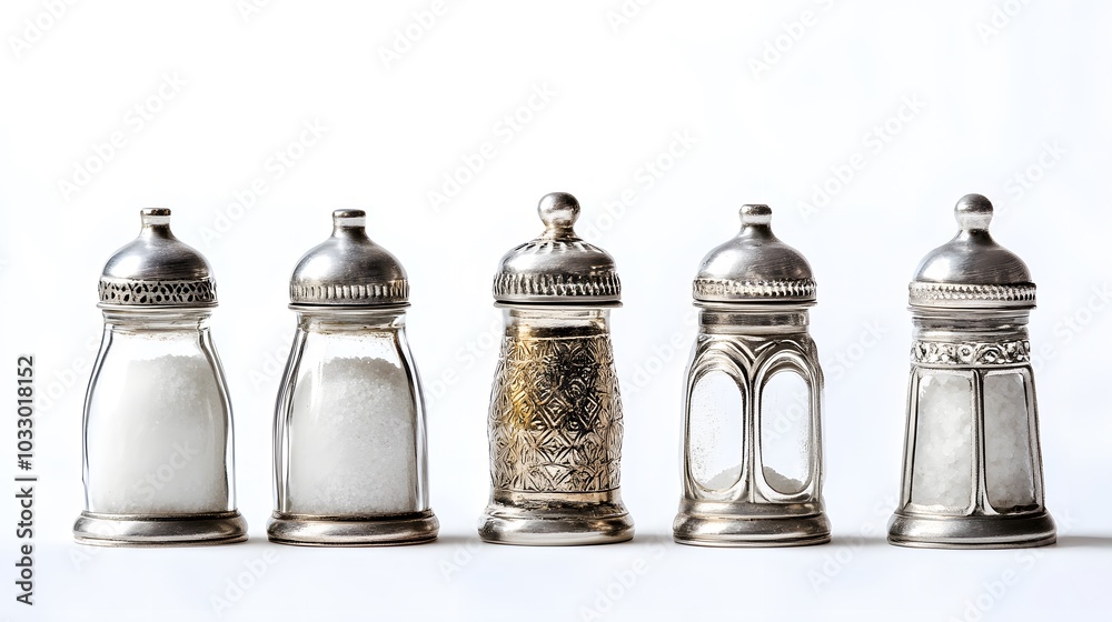 Salt shaker set isolated on white background. Salt shaker set isolated on white background.