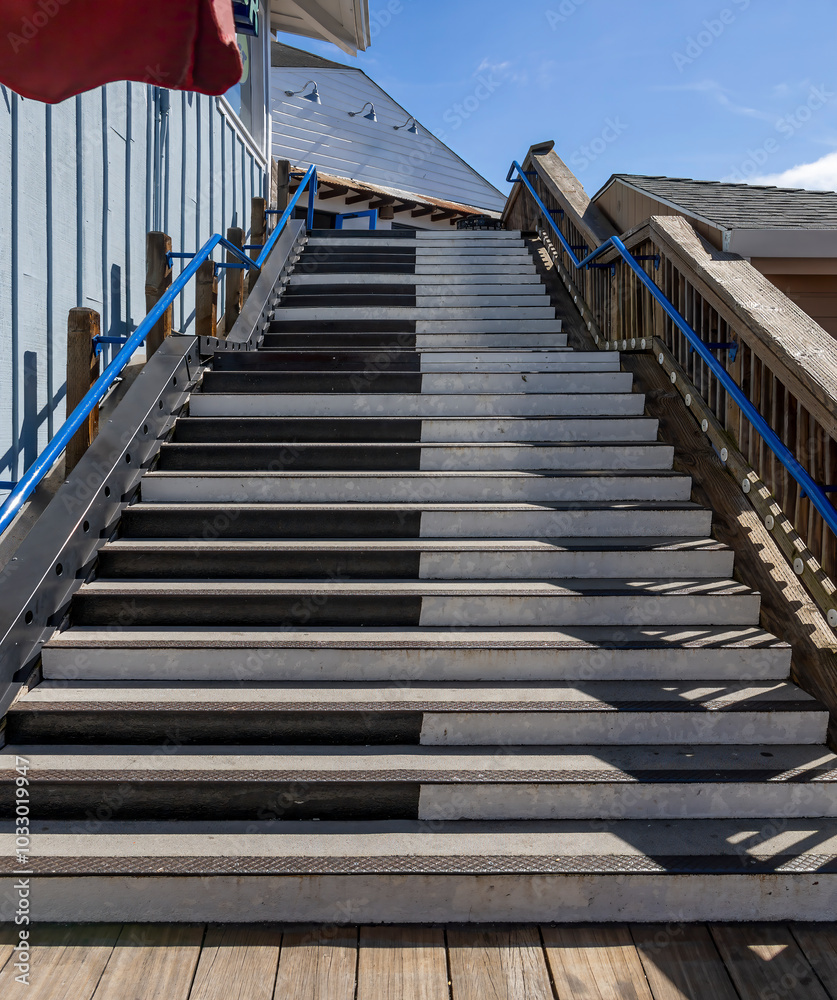 Musical stairs at Fisherman's Wharf, a creative blend of sound and design offering a unique interactive experience for visitors. Musical stairs at Fisherman's Wharf, a creative blend of sound and design offering a unique interactive experience for visitors.