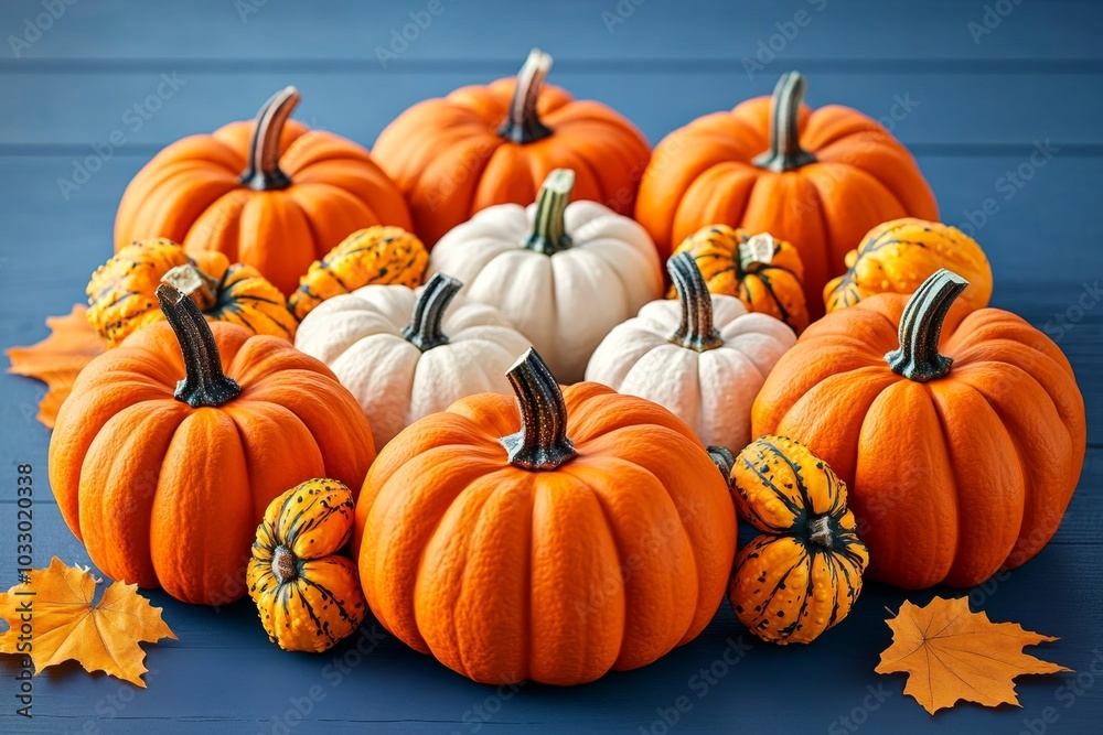 Silhouette of pumpkins and gourds, arranged in a circle for decoration Silhouette of pumpkins and gourds, arranged in a circle for decoration