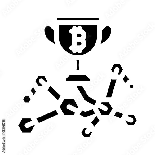 rewards cryptocurrency mining glyph icon vector. rewards cryptocurrency mining sign. isolated symbol illustration