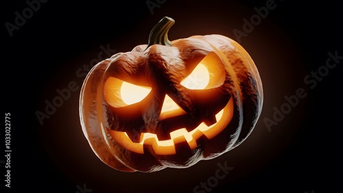 halloween pumpkin on black photo