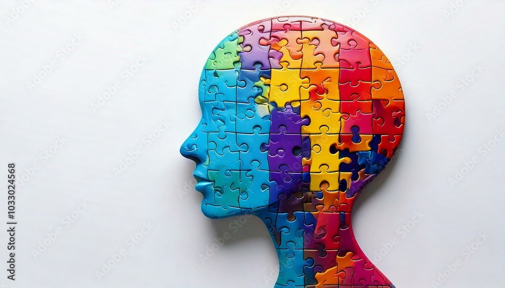 jigsaw puzzle pieces human head. Mental health awareness. jigsaw puzzle pieces human head. Mental health awareness.