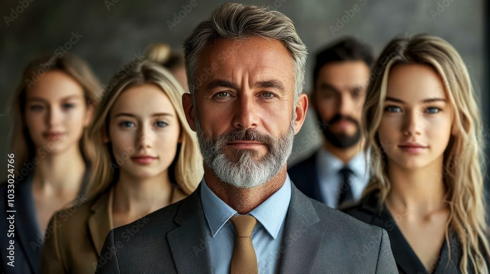 A professional team of accountants dressed in suits poses confidently against a clean white background, showcasing unity. A professional team of accountants dressed in suits poses confidently against a clean white background, showcasing unity.