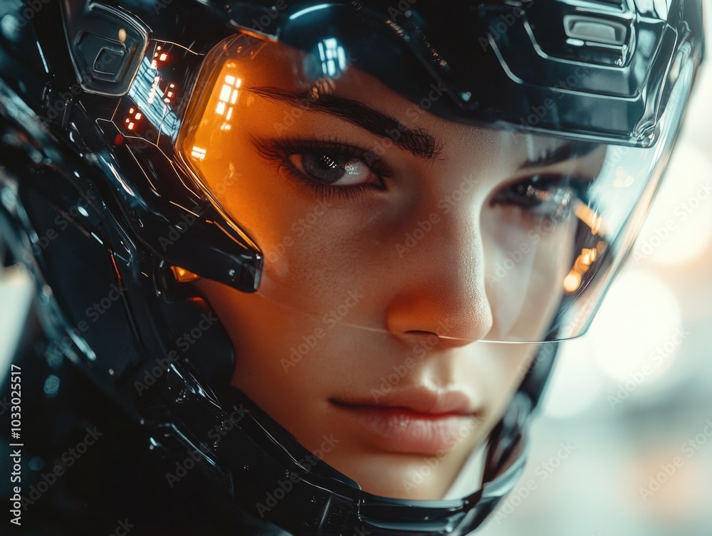 Sleek Cyber Helmet, Close Up Sleek Cyber Helmet, Close Up