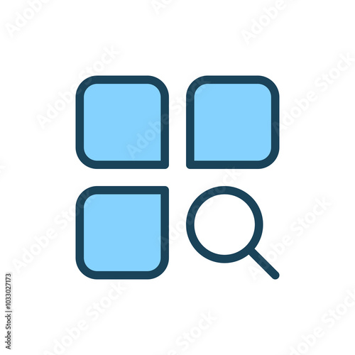 magnifying glass icon, categories apps icon