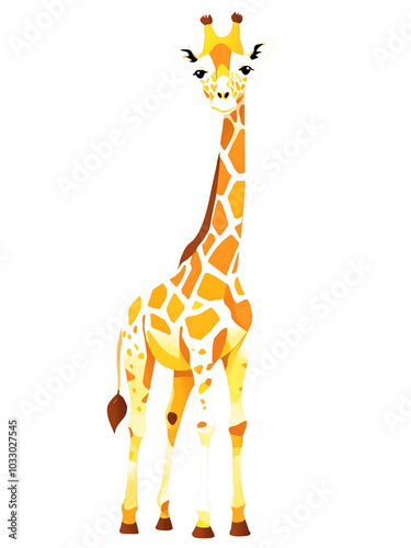 Giraffe hand drawn paint art illustration painting isolated white background transparent png photo