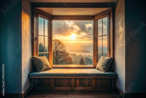 Cozy window seat silhouette perfect for daydreaming