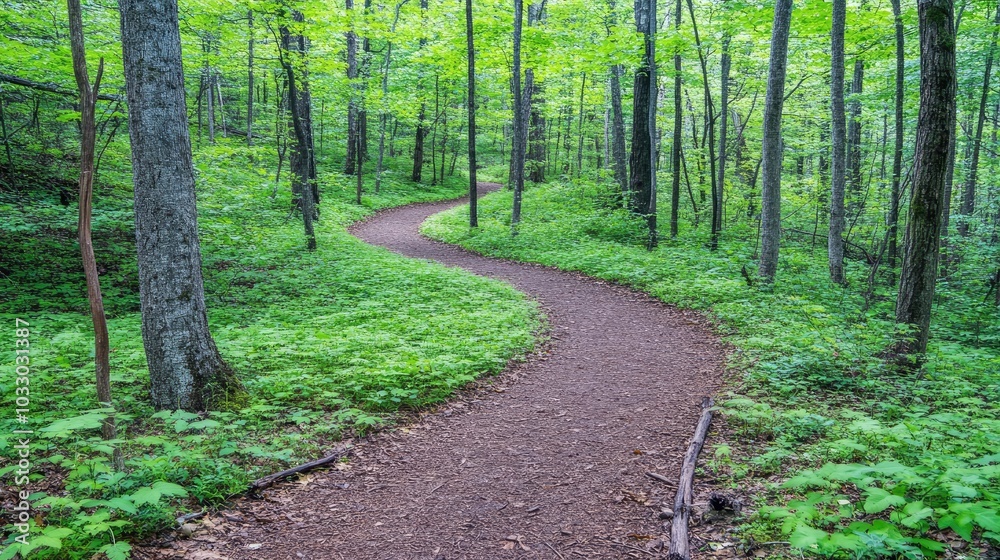 Serene Forest Pathway Through Lush Greenery Serene Forest Pathway Through Lush Greenery