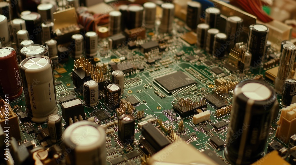 Intricate Circuit Board with Electronic Components Intricate Circuit Board with Electronic Components