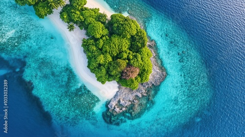 Serene Tropical Island Surrounded by Clear Waters