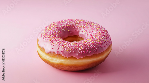 Celebrate National Chocolate Day with a delicious pink frosted donut topped with sprinkles